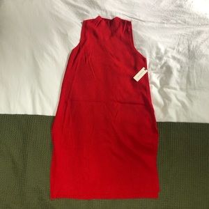Anthropologie Red Ribbed Mock Neck Midi Dress